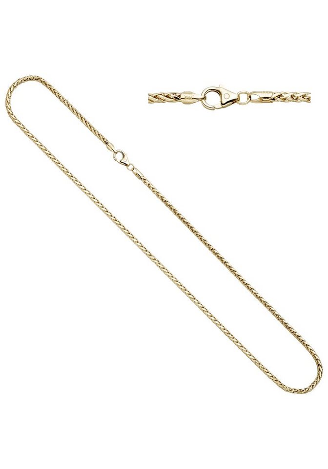 Gold Kette Massiv Zopfkette 585 40 60 cm Herren Damen Gelbgold Halskette 1,20 mm