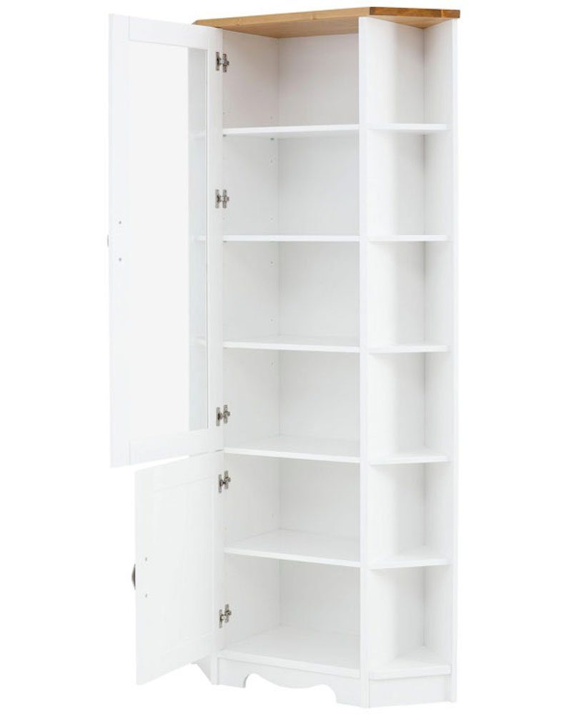 Trinidad Eckvitrine Farbe 91cm weiß 2-türig wählbar - Feldmann-Wohnen (Trinidad) honigfarben