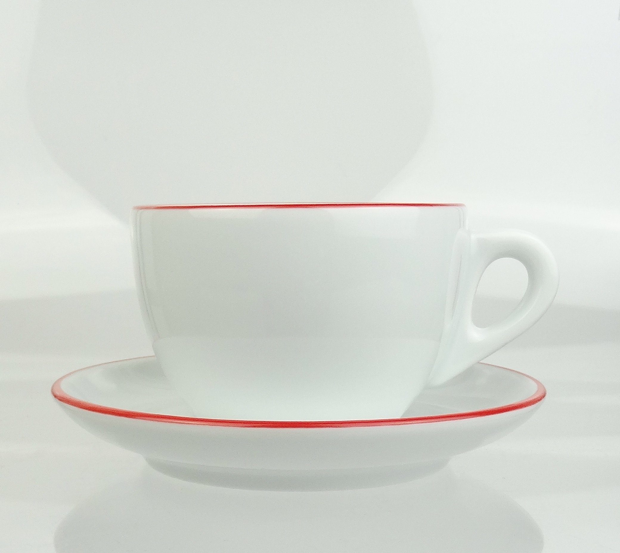 Ancap Cappuccinotasse dickwandig, roter Rand, Made in Italy, 2-tlg., Porzellan, 2-teilig