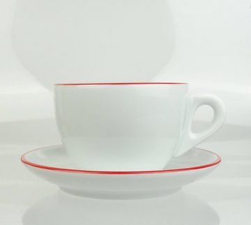 Ancap Cappuccinotasse dickwandig, roter Rand, Made in Italy