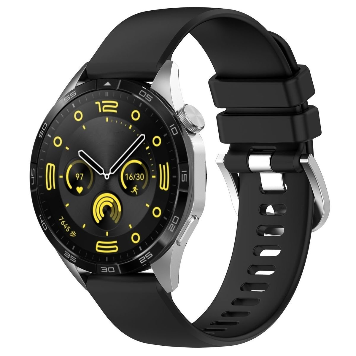 Silikon Smartwatch-Armband 4 Watch Schwarz Huawei Liquid 46mm GT Design Für Armband Watch Wigento