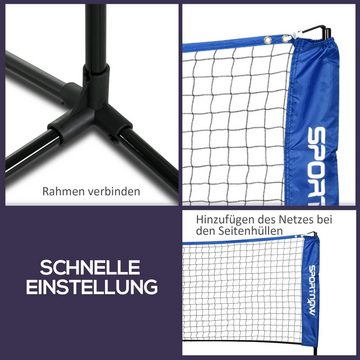 SPORTNOW Badmintonnetz Höhenverstellbar Tennisnetz, 103/120/155H cm (Volleyballnetz, 1-St., Federballnetz), Metall Polyester Blau