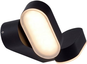 näve LED Außen-Wandleuchte Motus, LED wechselbar, Warmweiß, 2 bewegliche Lichtblöcke incl. 60 LED schwarz warmweiß IP 54