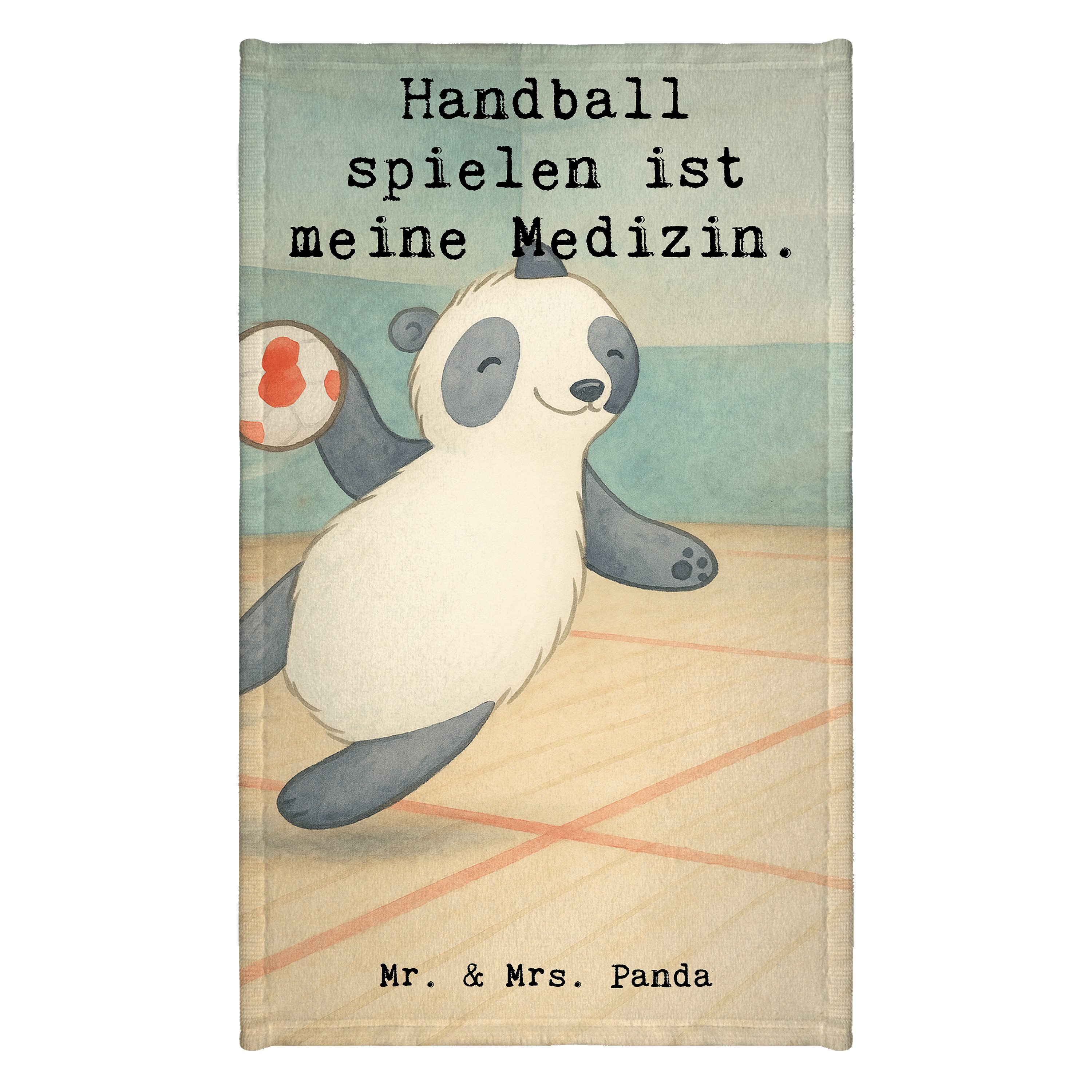 Mr. & Mrs. Panda Handtuch Panda Handball spielen Design, handtuch baumwolle, Weiß, Club, Kleine, Kunstfaser (Packung), frottee gästehandtuch Handball spielen gästehandtuch klein