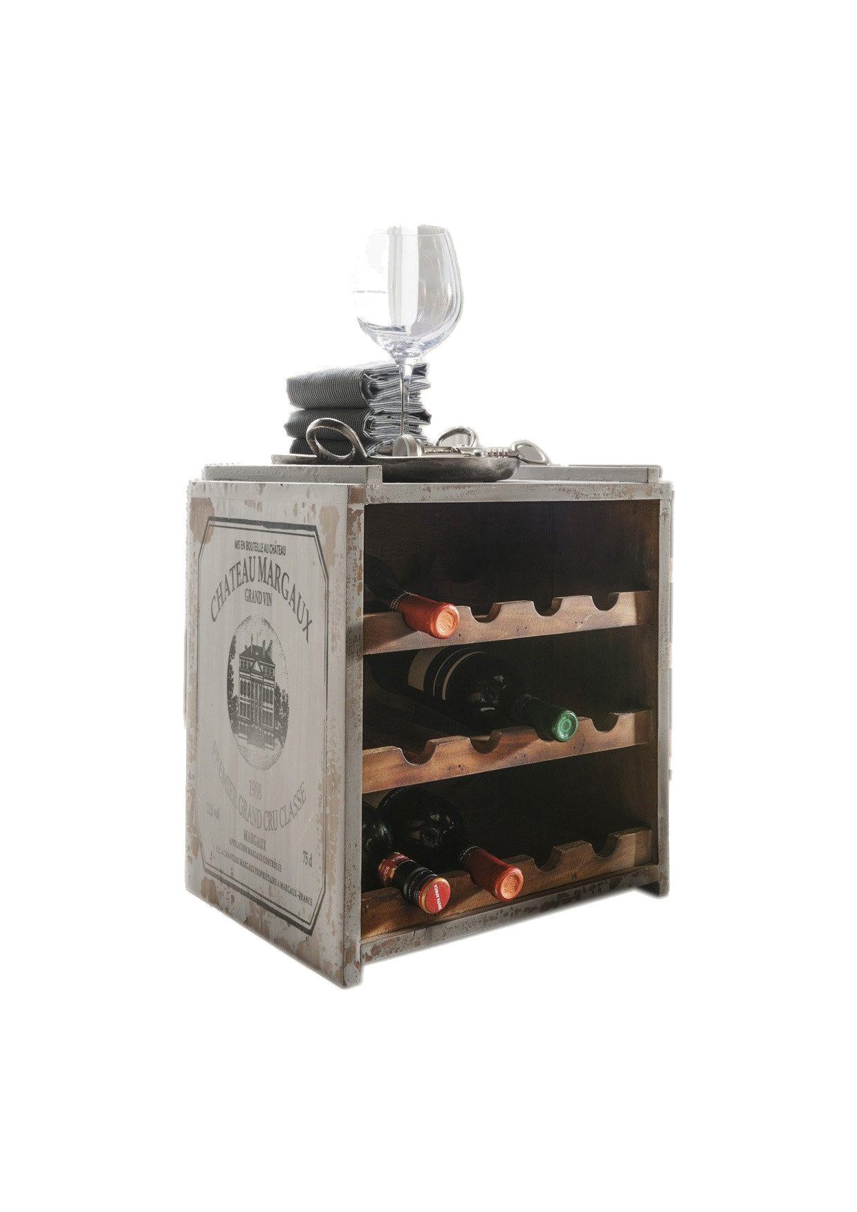 More2Home Weinregal stapelbar, VINO, Holz vintage grau, 12 Flaschen günstig online kaufen