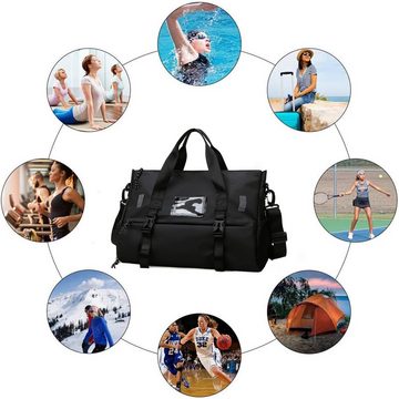 Avisto Sporttasche Klassische Trainingstasche Reisetasche Fitnesstasche Training Tasche (wasserdichter Gymnastikrucksack, Reisetasche mit großer Kapazität, 45 x 26 x 29 cm, Wochenendtasche, Übernachtungstasche), mit geräumigem Hauptfach Reisetasche Nass- und Trockentrennungsdesign