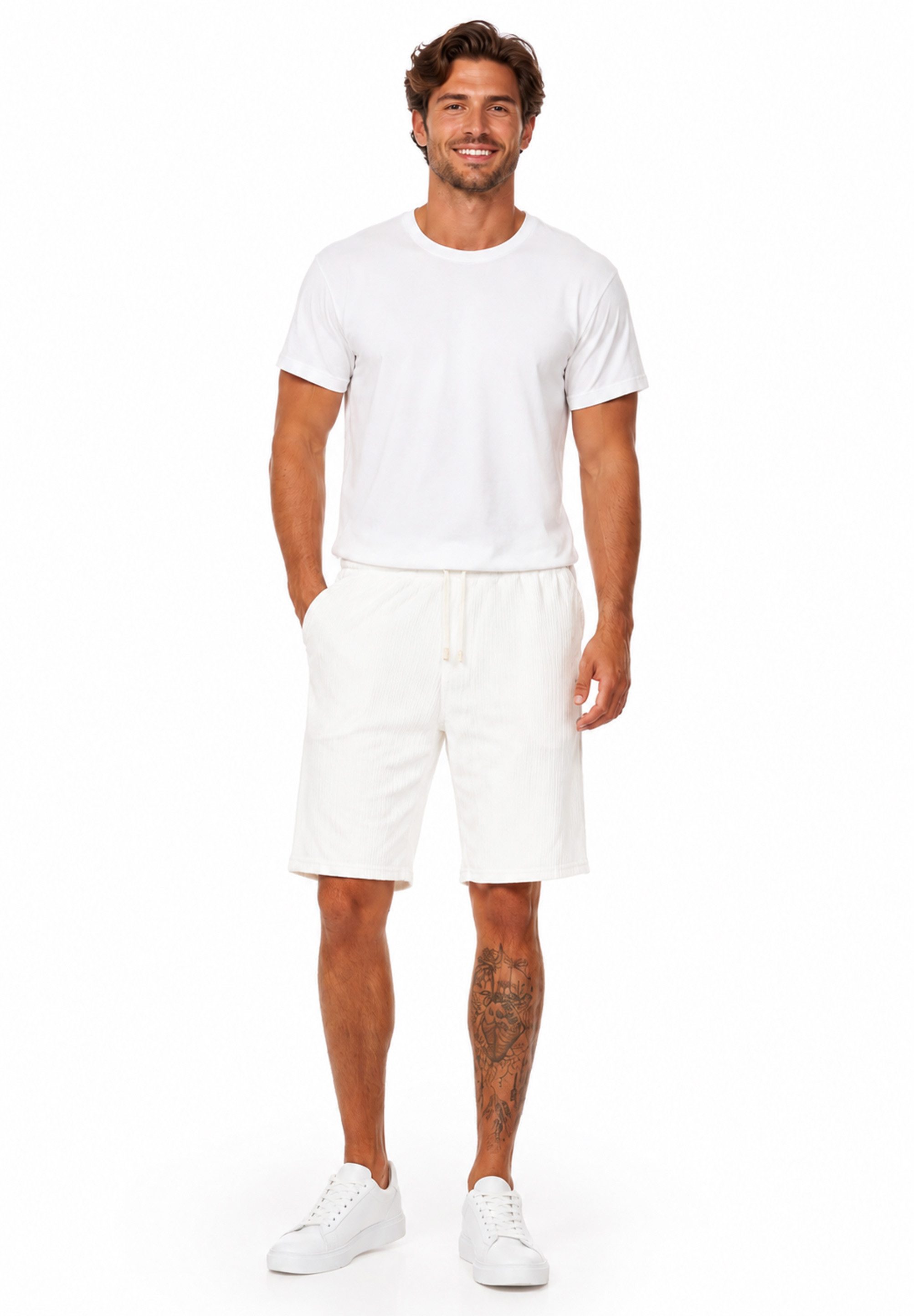 Style-Division Shorts als Sweatshorts Kurze Hose mit Rippstruktur & Gummibund Sommershorts im Regular-Fit - Bermuda Shorts für Herren – Bild 3 von 5