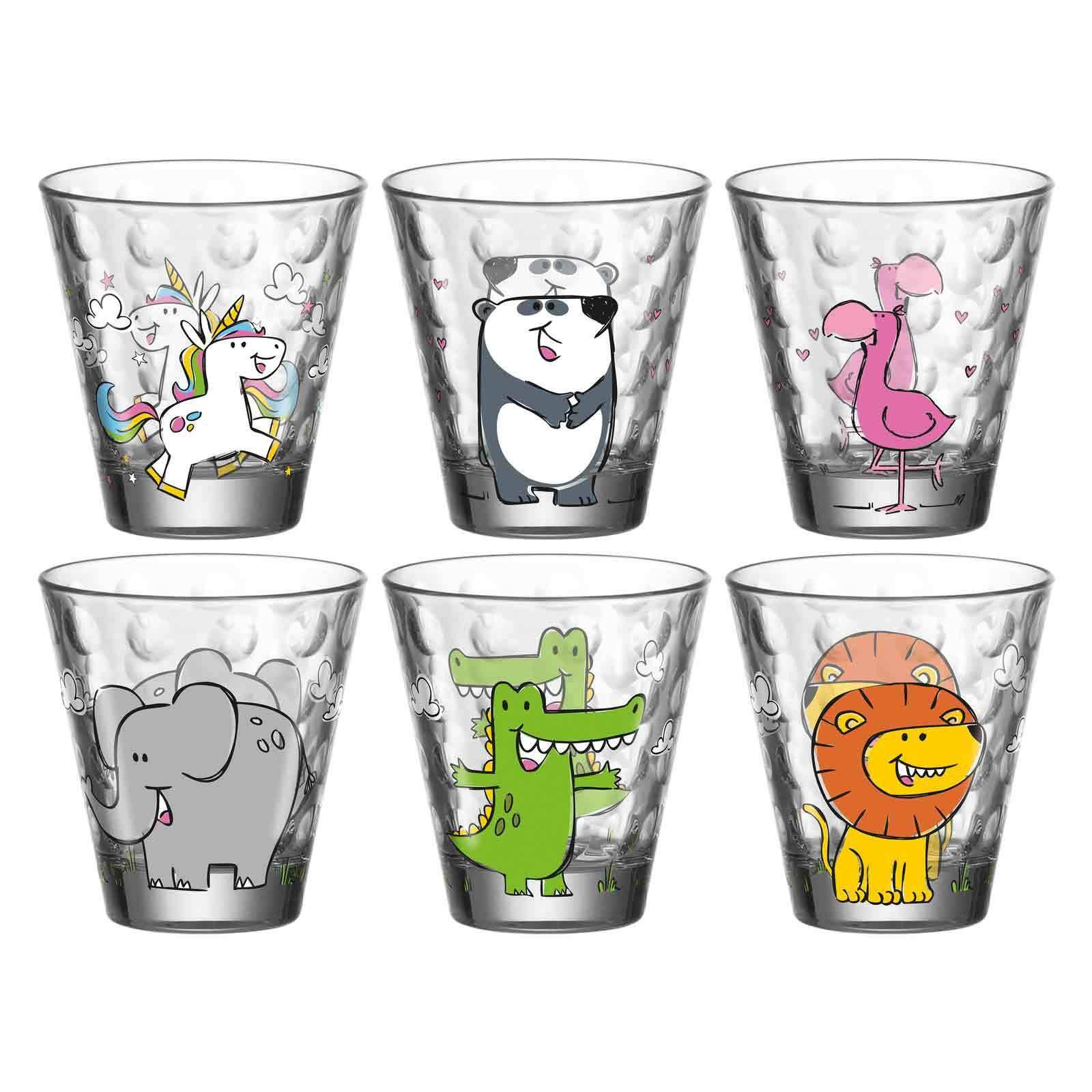 LEONARDO Kinderbecher Bambini Optic Kinderbecher 215 ml 6er Set, Glas