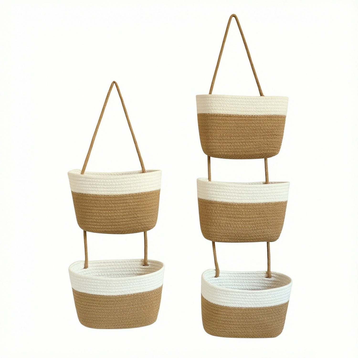 Zyronn Hängekorb 5-stöckiger Boho Hängekorb in neutralem Ton - Wandorganizer
