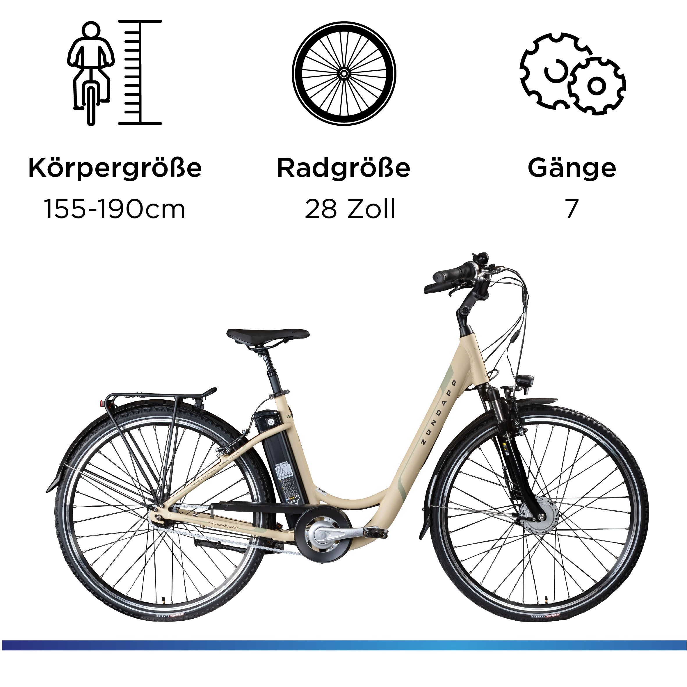 Zündapp E-Bike Cityrad Z517, 7 Gang Shimano Nexus Schaltwerk, Nabenschaltung, Frontmotor, 531 Wh, Pedelec, Elektrofahrrad für Damen u. Herren