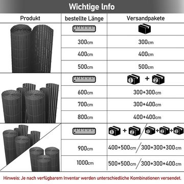 Randaco Balkonsichtschutz PVC Sichtschutzmatte Balkon Windschutz Sonnenschutz Garten Terrasse