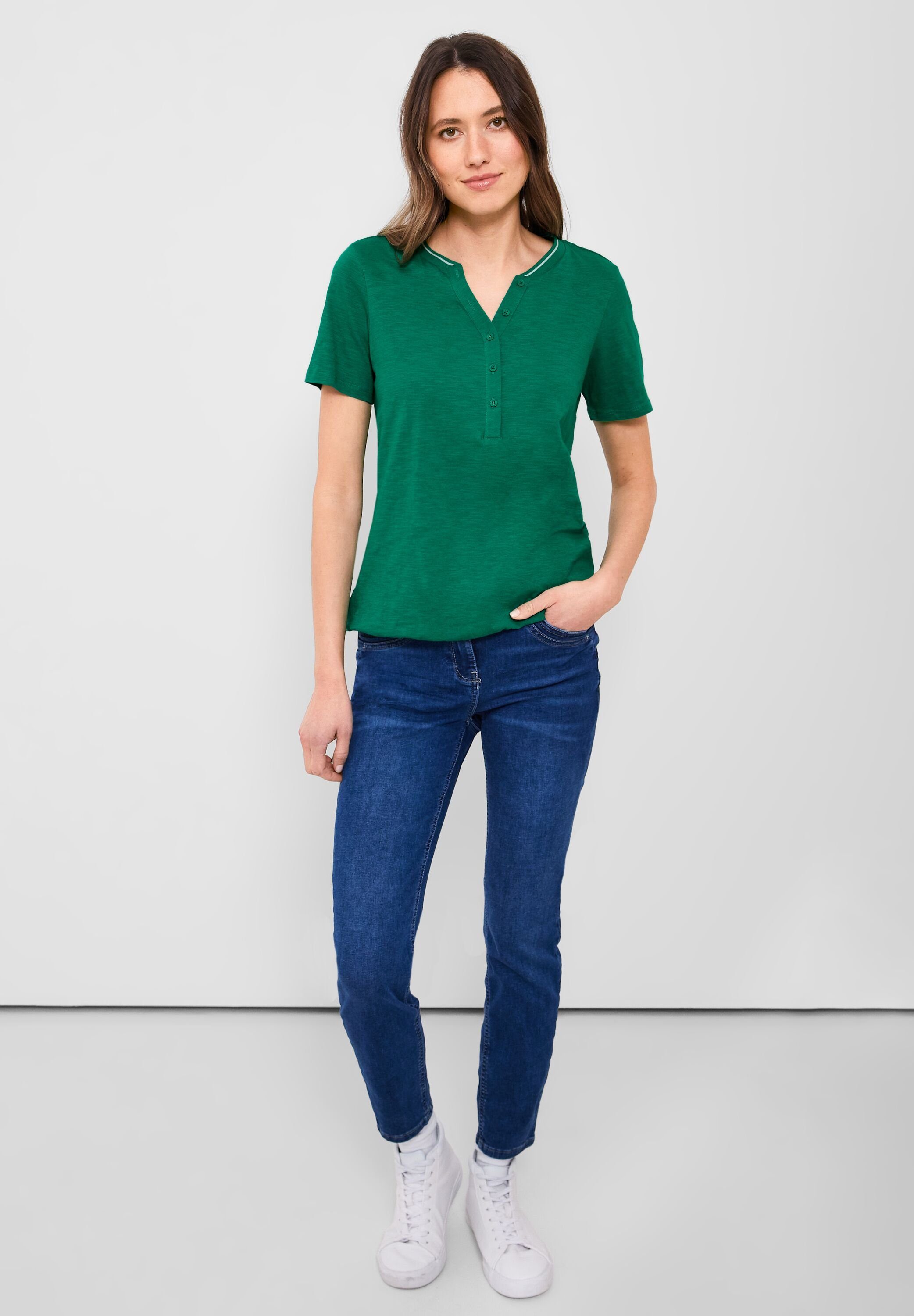 Cecil 3/4-Arm-Shirt in Unifarbe luscious green