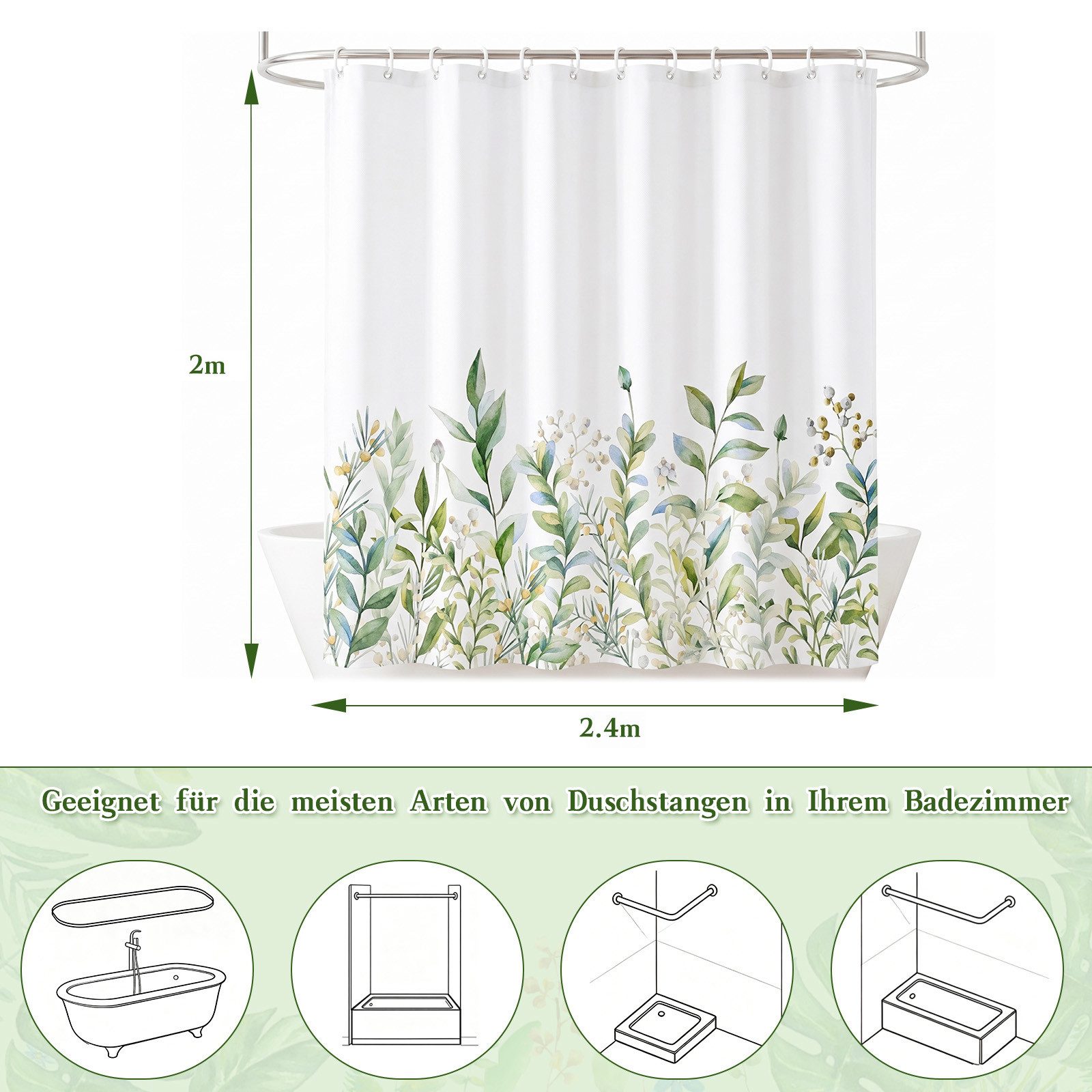 M&W DAS DESIGN Duschvorhang M&W DAS DESIGN Duschvorhang Vintage Garden Pflanzen Textil gelb grün Breite 240 cm