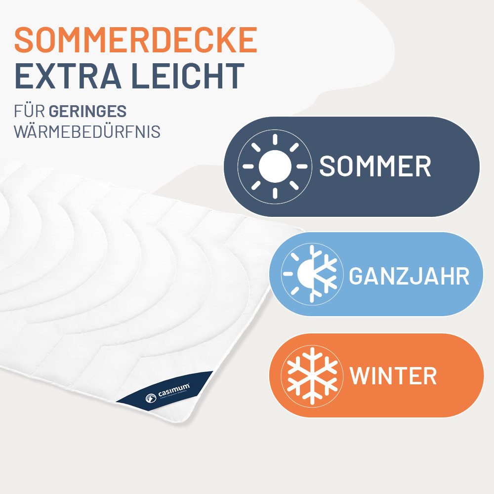 casimum Microfaserbettdecke COMFORT Faser Steppbettdecke, Bettdecke für Sommer, Winter, Ganzjahr, Füllung: 3D-Hohlfaser, 100% Polyester, Bezug: 100 % Baumwolle, hergestellt in Deutschland, allergikerfreundlich, versch. Wärmeklassen