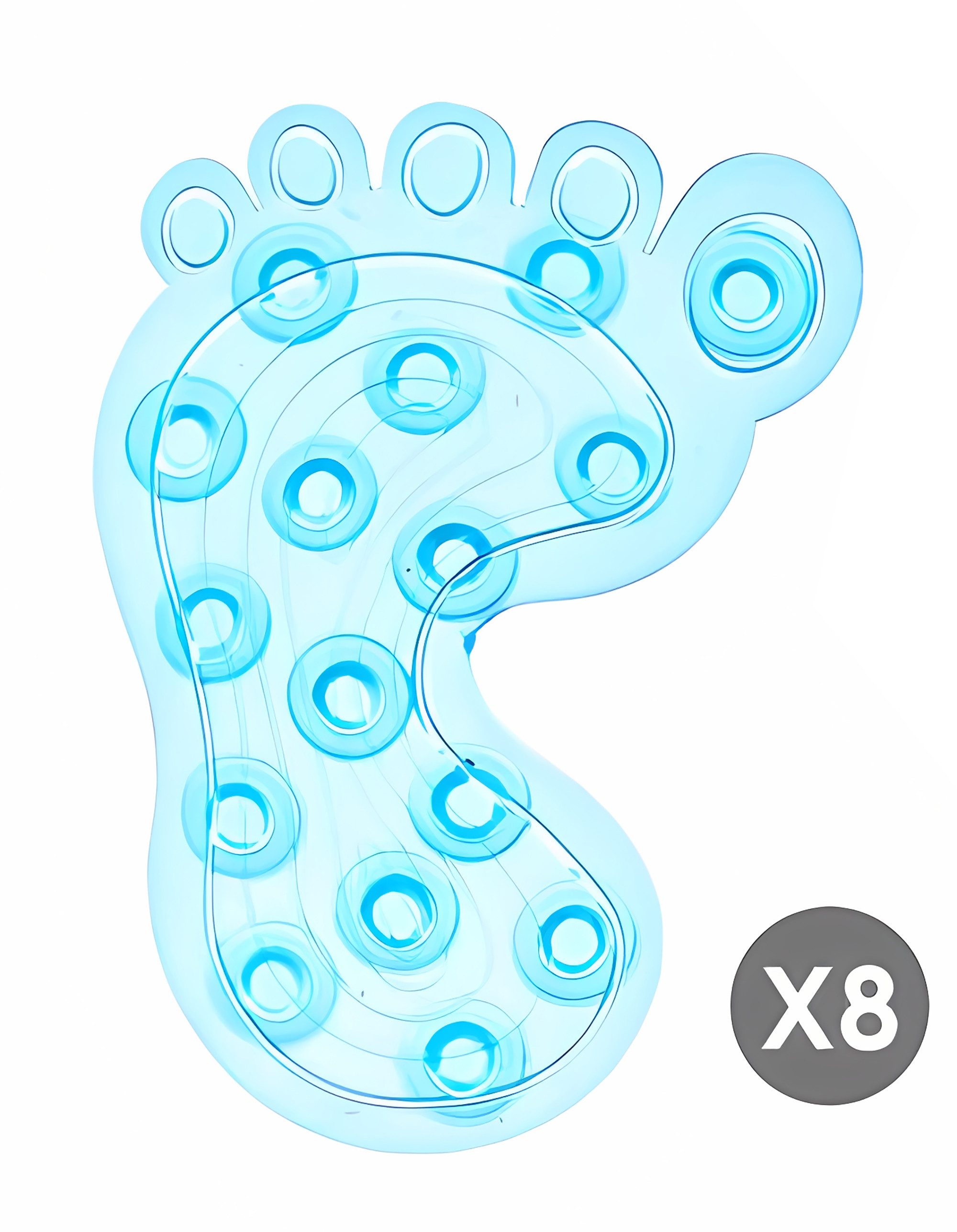Berilo Anti-Rutsch-Pad 8X Anti-RUTSCH-Sticker Fuß für Badewanne Dusche Pads 64 (Blau), Duscheinlage Wanneneinlagen Badematte Antirutschmatte Aufkleber