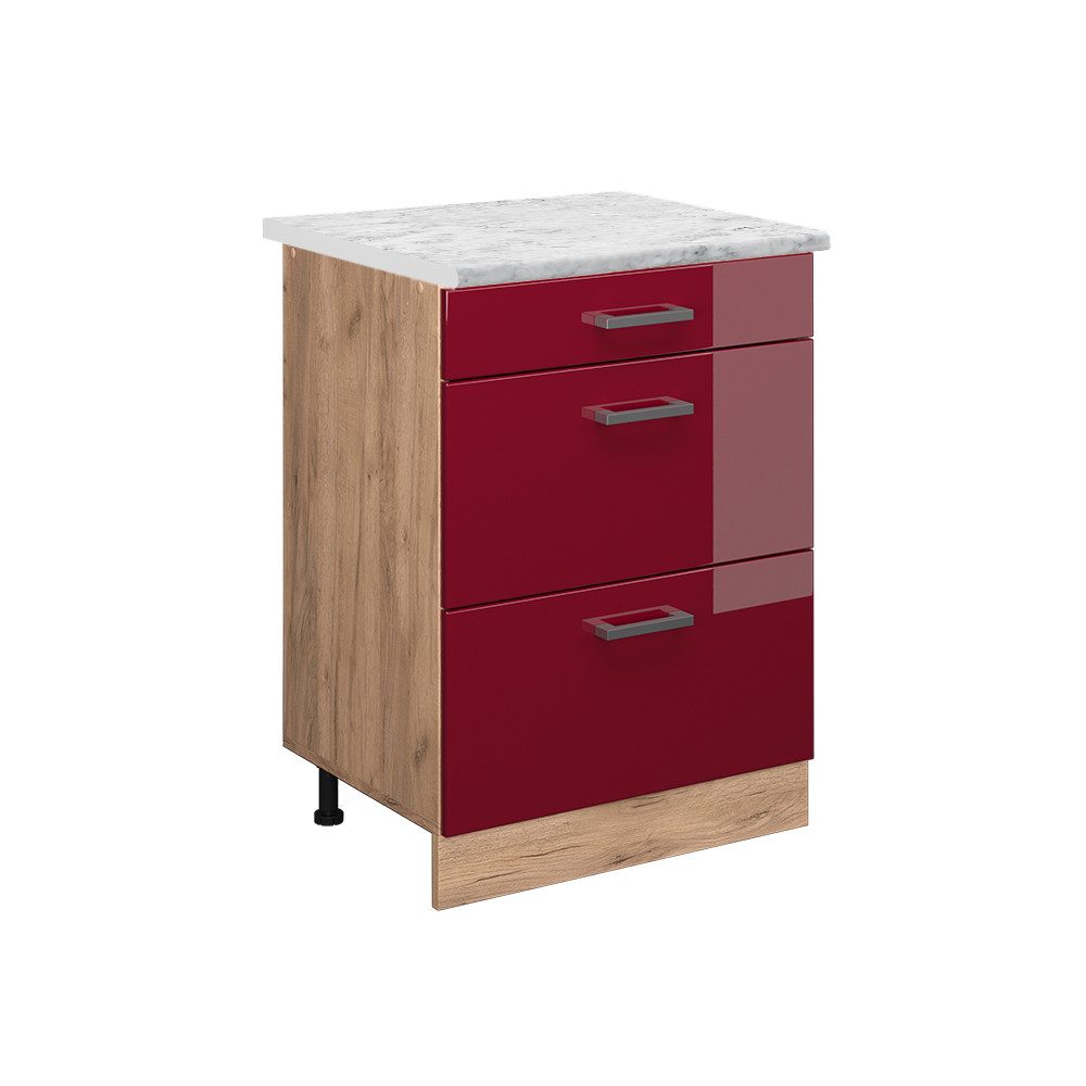 Vicco Unterschrank R-Line, Bordeaux Hochglanz/Goldkraft Eiche, günstig online kaufen