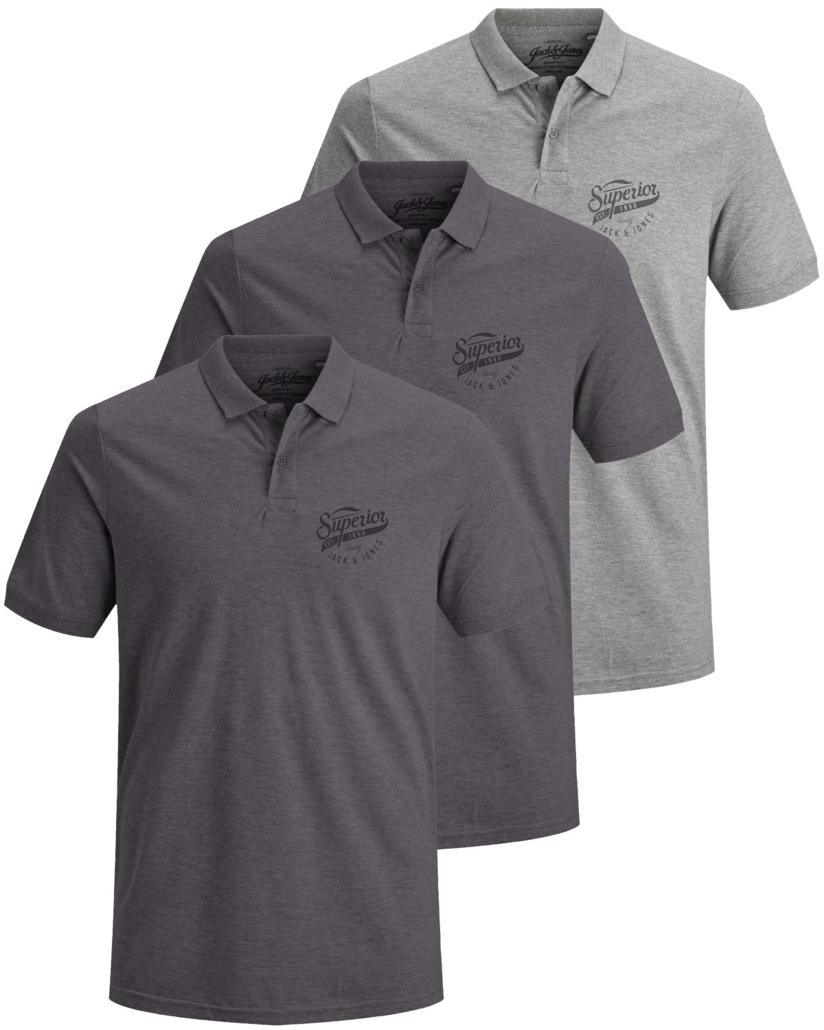 Jack & Jones Poloshirt (Spar-Set, 3er-Pack) mit besticktem Logo