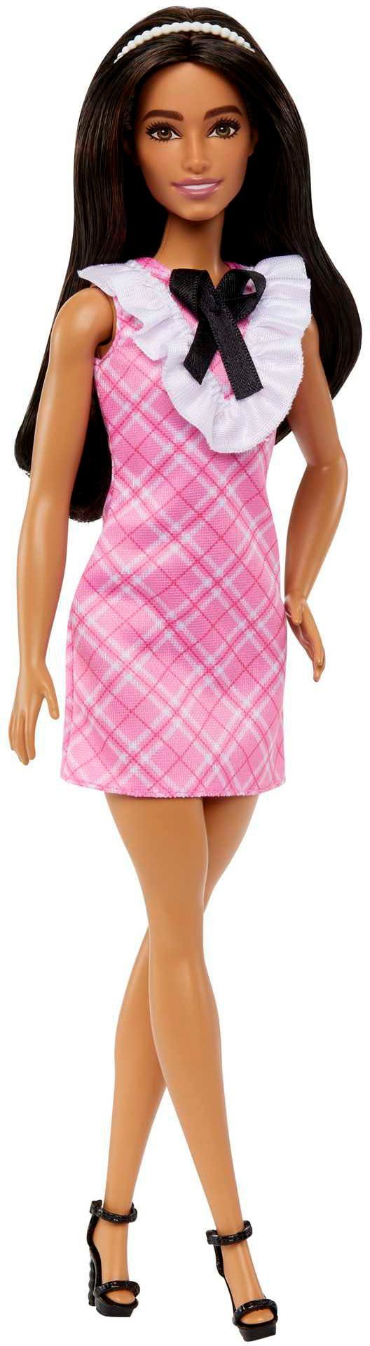 Mattel® Barbie Anziehpuppe Fashionistas mit schwarzem Haar und Karokleid