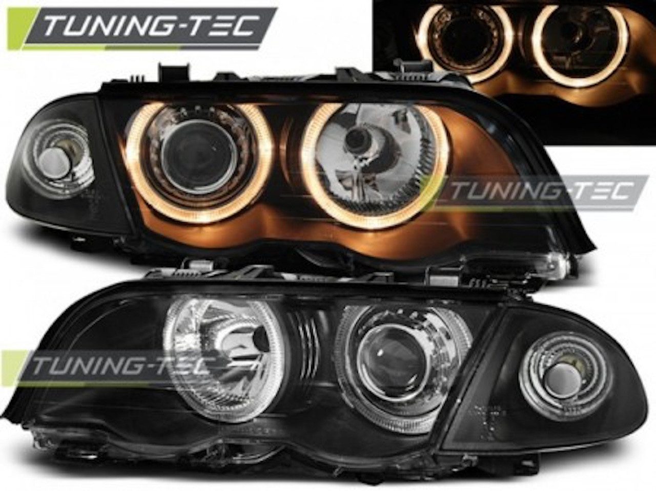 LLCTOOLS KFZ-Ersatzleuchte Scheinwerfer Angel Eyes BMW E46 98–01 Schwarz H7 H7 Sedan Touring