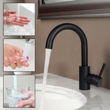 Nettlife Küchenarmatur Wasserhahn Bad Waschtischarmatur Hochdruck Edelstahl Badarmatur (1-St., Mischbatterie) 360°Drehbar für Badezimmer