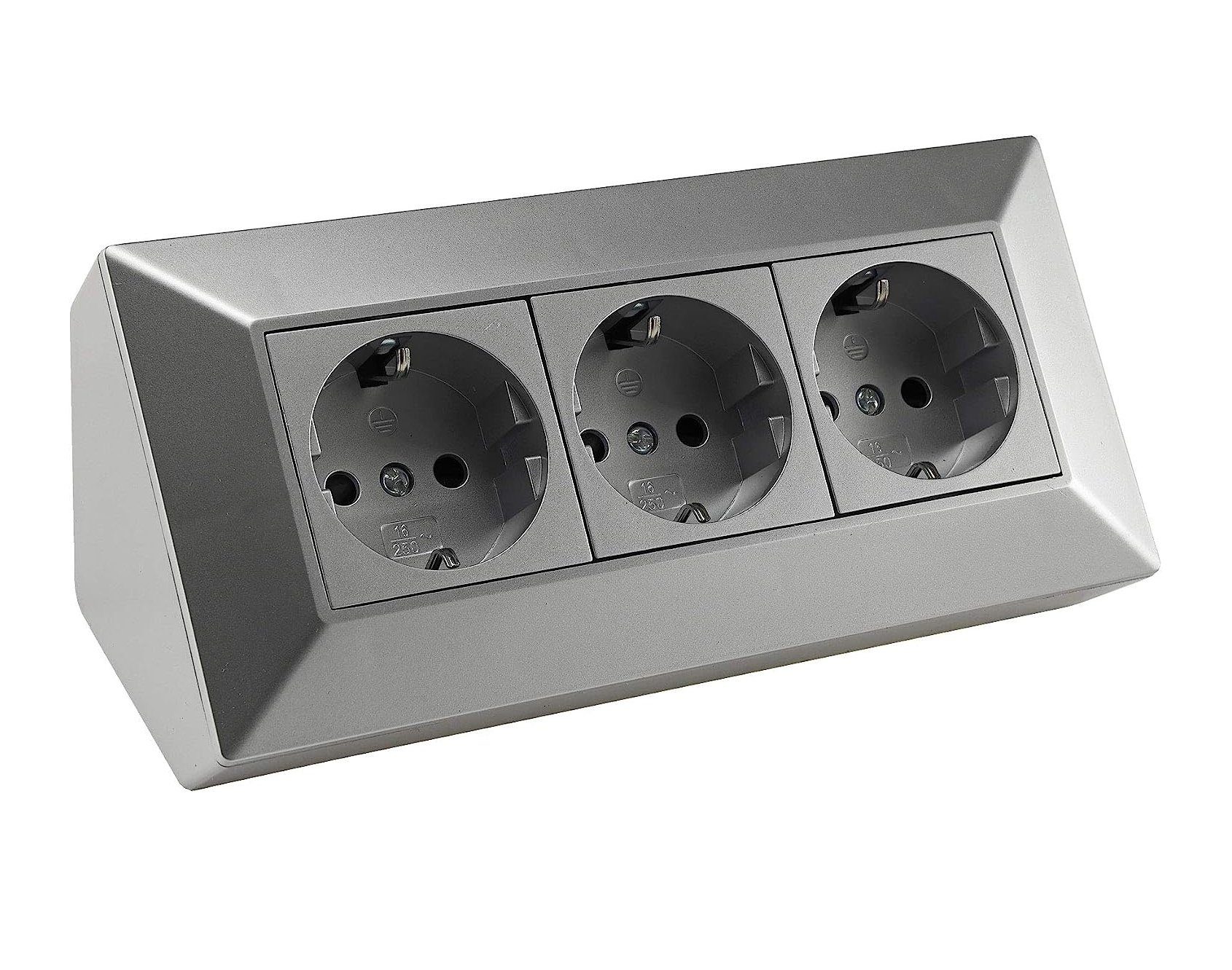 3-fach Steckdosenblock, silber Mehrfachsteckdose