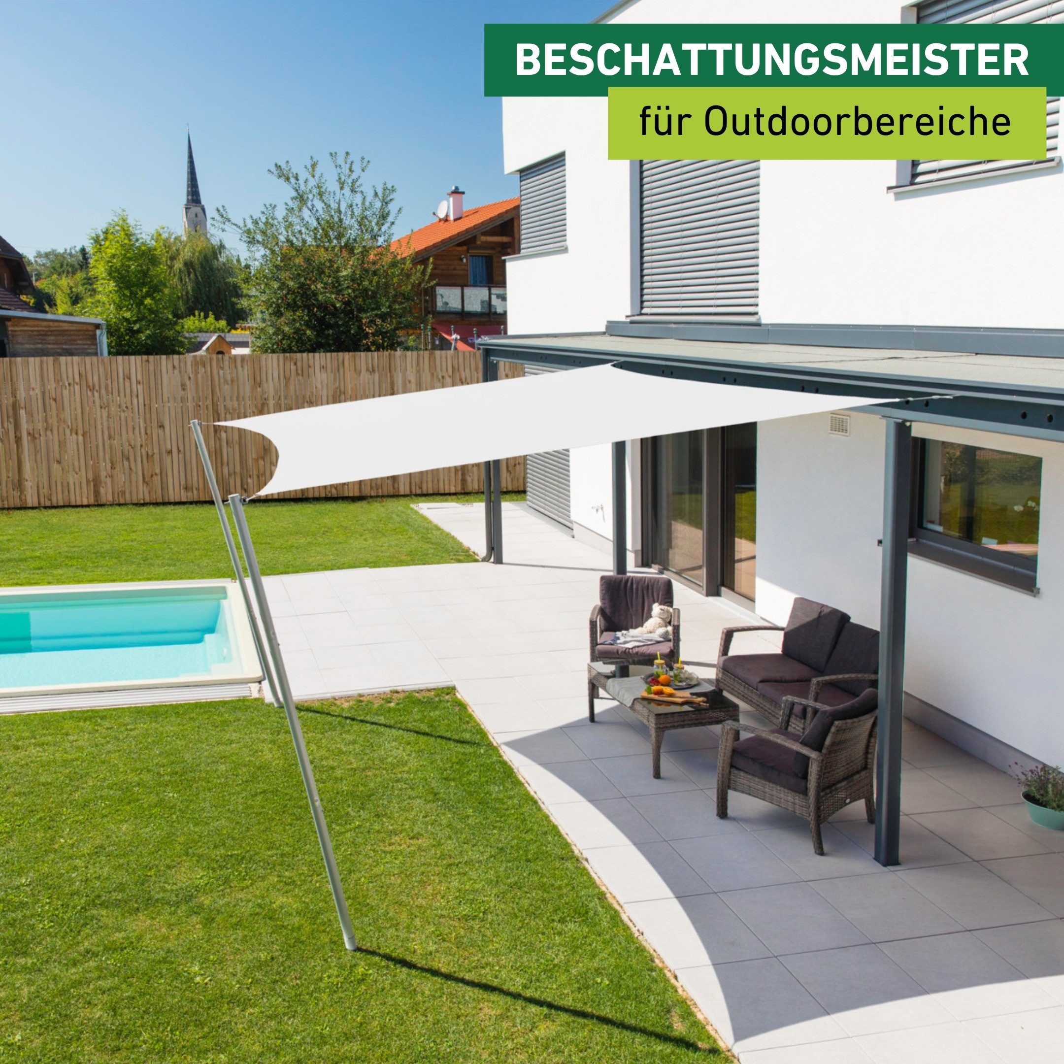 Windhager Sonnensegel Cannes, Quadrat Segel zur Beschattung von Garten, Terrasse, Balkon, (1-tlg), Sonnenschutz 4 x 4 m, erhältlich in anthrazit, grau, taupe oder weiß