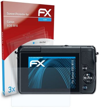 atFoliX Schutzfolie Displayschutz für Canon EOS M10, (3 Folien), Ultraklar und hartbeschichtet