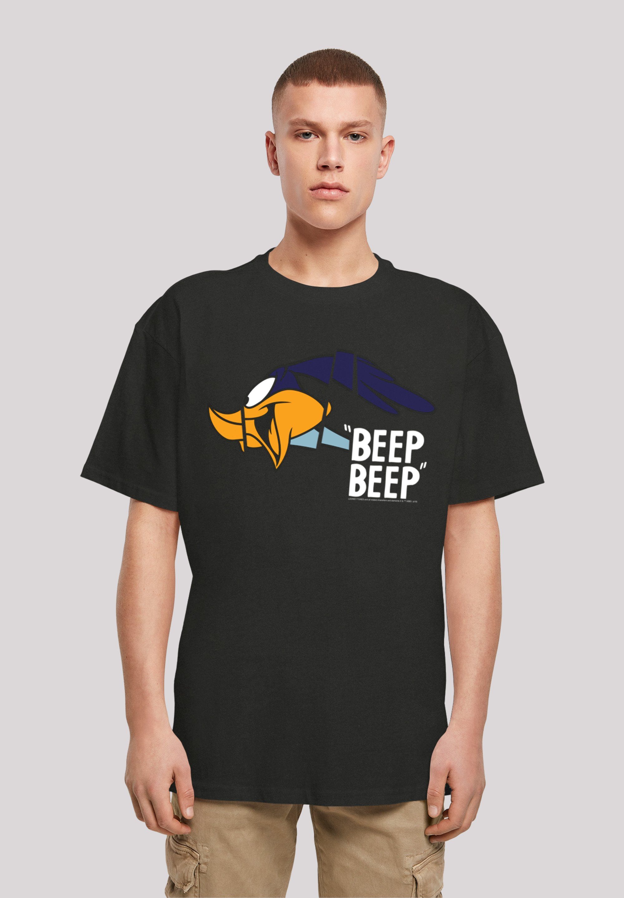 F4NT4STIC Kurzarmshirt (1-tlg) Beep with Beep black Herren Heavy Road Runner Oversize Tee -BLK