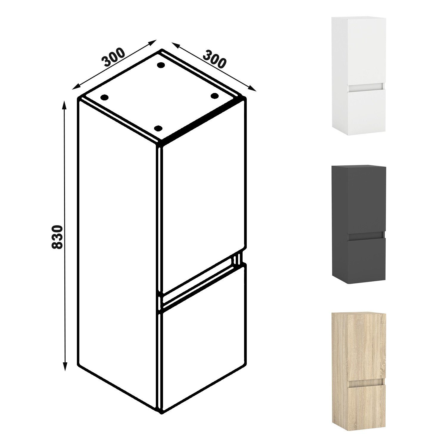 duschspa Anthrazit Hochschrank hoch 83cm/110cm