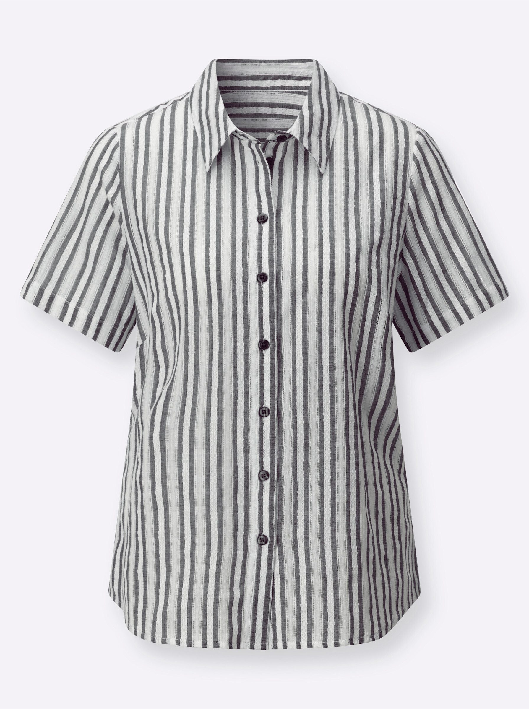 Klassische Bluse Streifenbluse Kurzarm