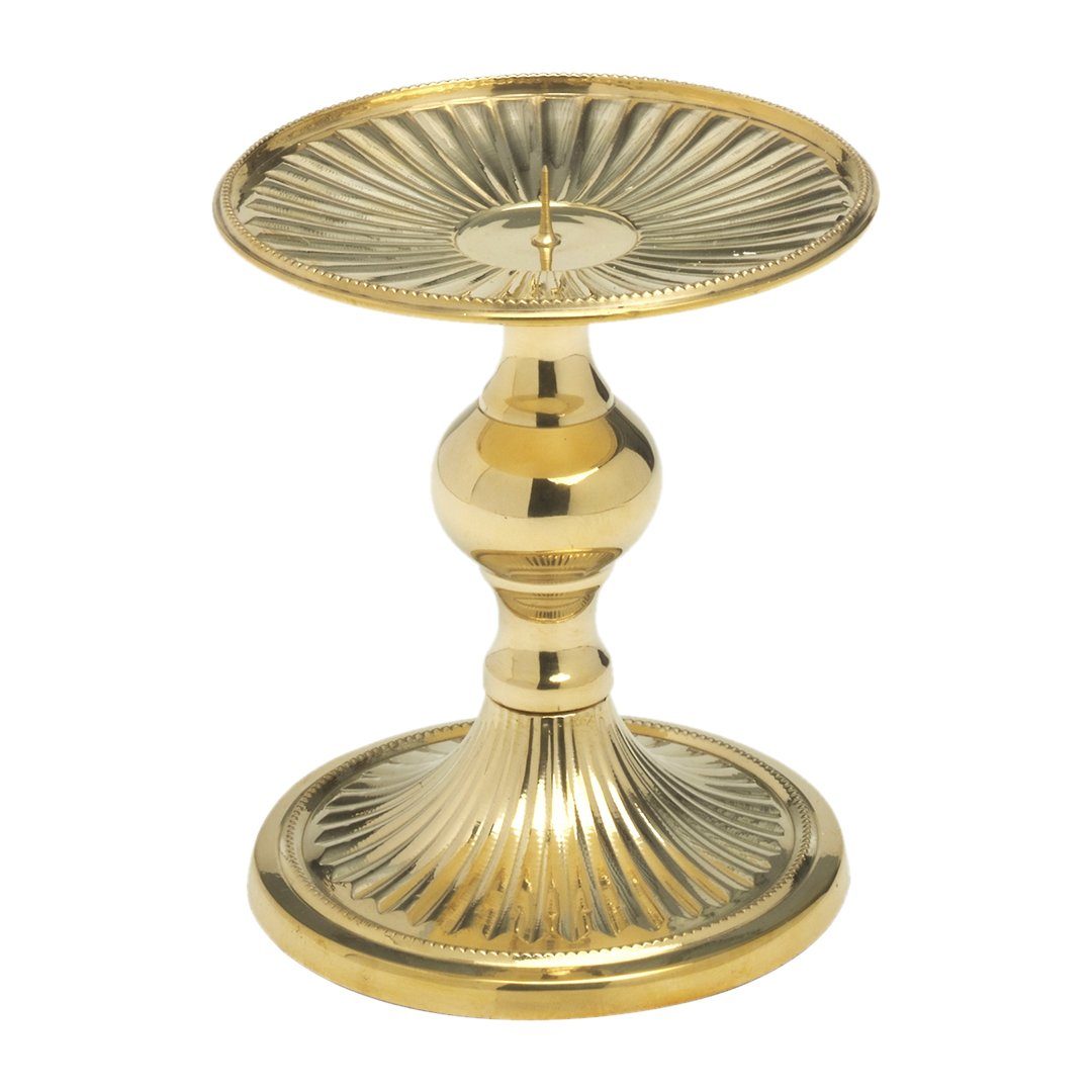 NKlaus Kerzenständer Glanz Scheibenleuchter Messing Gold Höhe 12cm Kerz