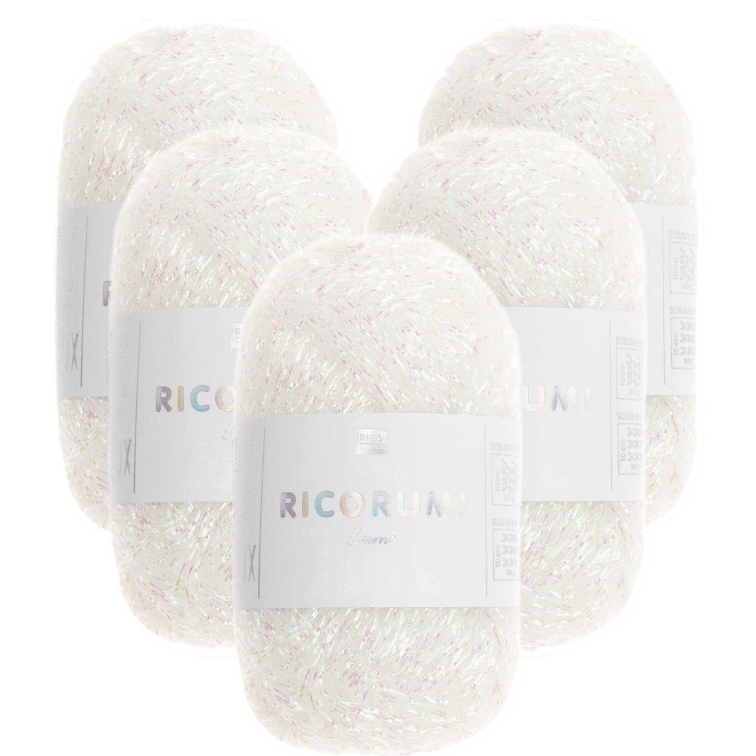 Rico Design 5 x RICO CREATIVE RICORUMI LAMÉ DK Häkelwolle, 500 m