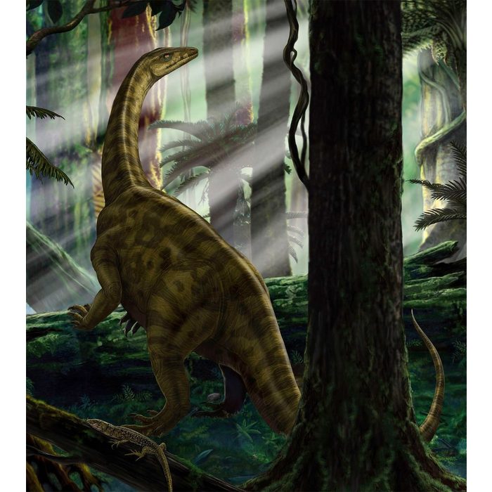 Komar Fototapete Riojasaurus Forest glatt Comic Retro bedruckt mehrfarbig BxH: 250x280 cm