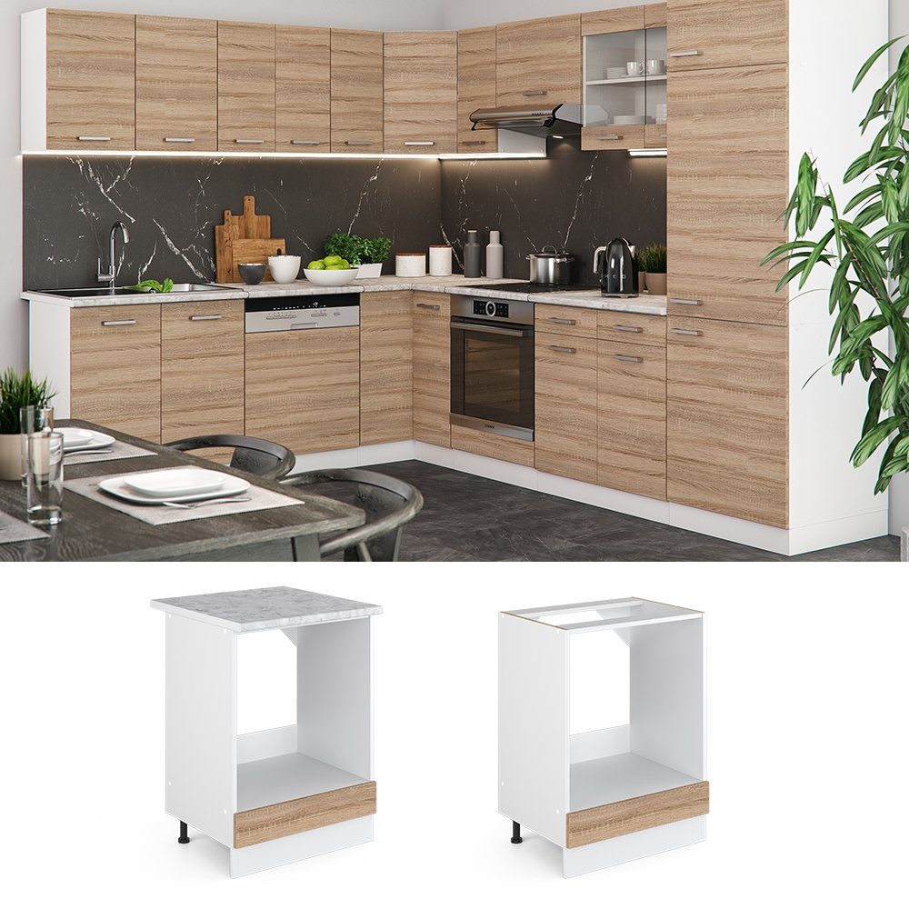 Vicco Herdumbauschrank R-Line, Sonoma/Weiß, 60 cm ohne Arbeitsplatte (1-St)