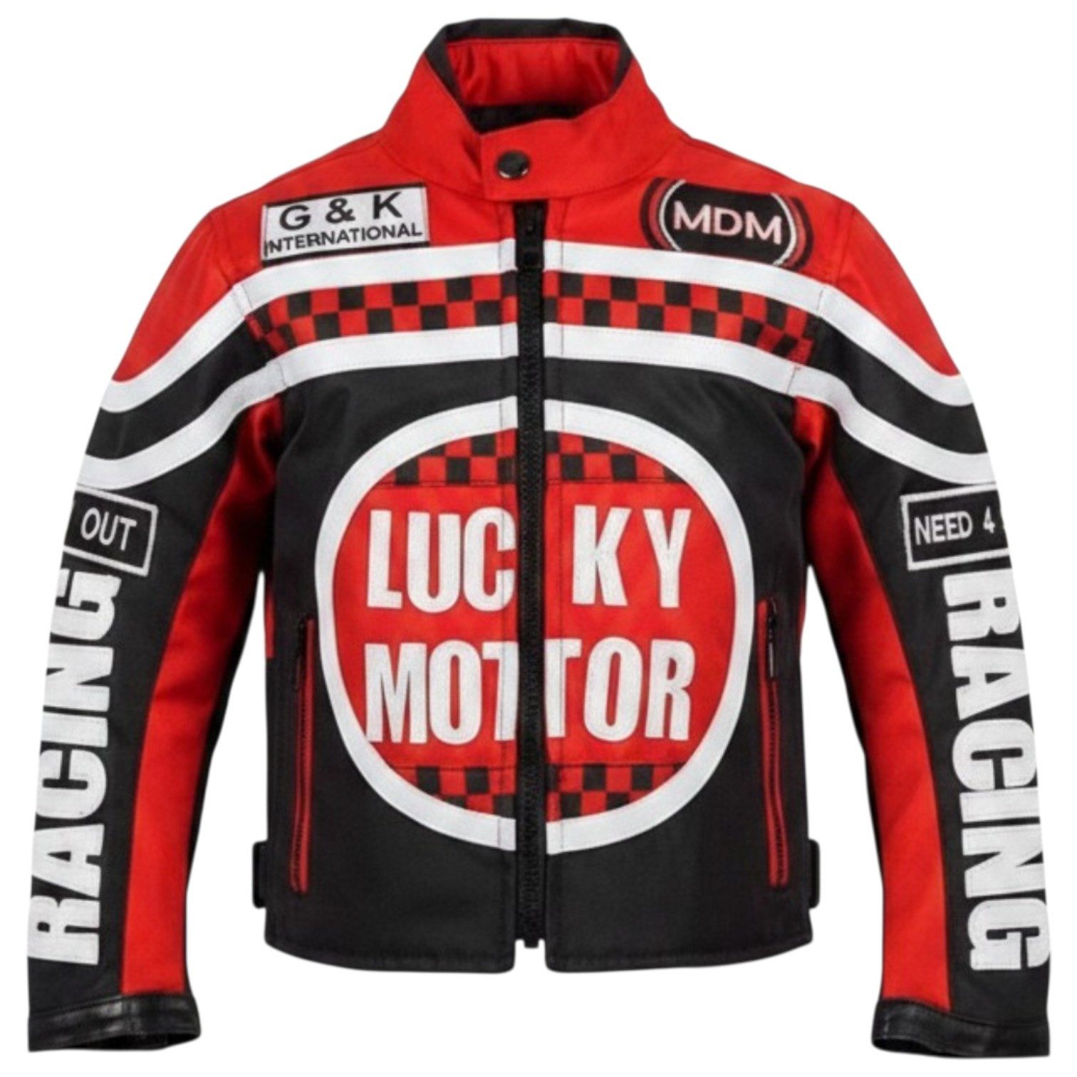 MDM Motorradjacke Kinder Motorradjacke Racing Stil mit Protektoren (Kinder Motorradjacke im Racing Stil mit Protektoren) Kinder Motorradjacke im Racing Stil, 500D Textil