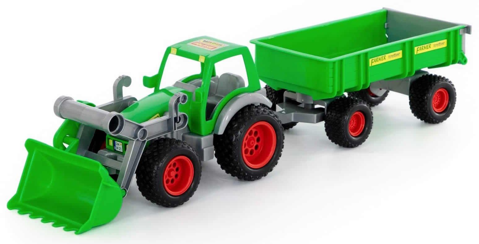 Spielzeug-Traktor Farmer Technic Traktor m. Frontlader 2-Achs-Hänger