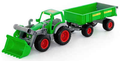 WADER QUALITY TOYS Spielzeug-Traktor Farmer Technic Traktor m. Frontlader 2-Achs-Hänger