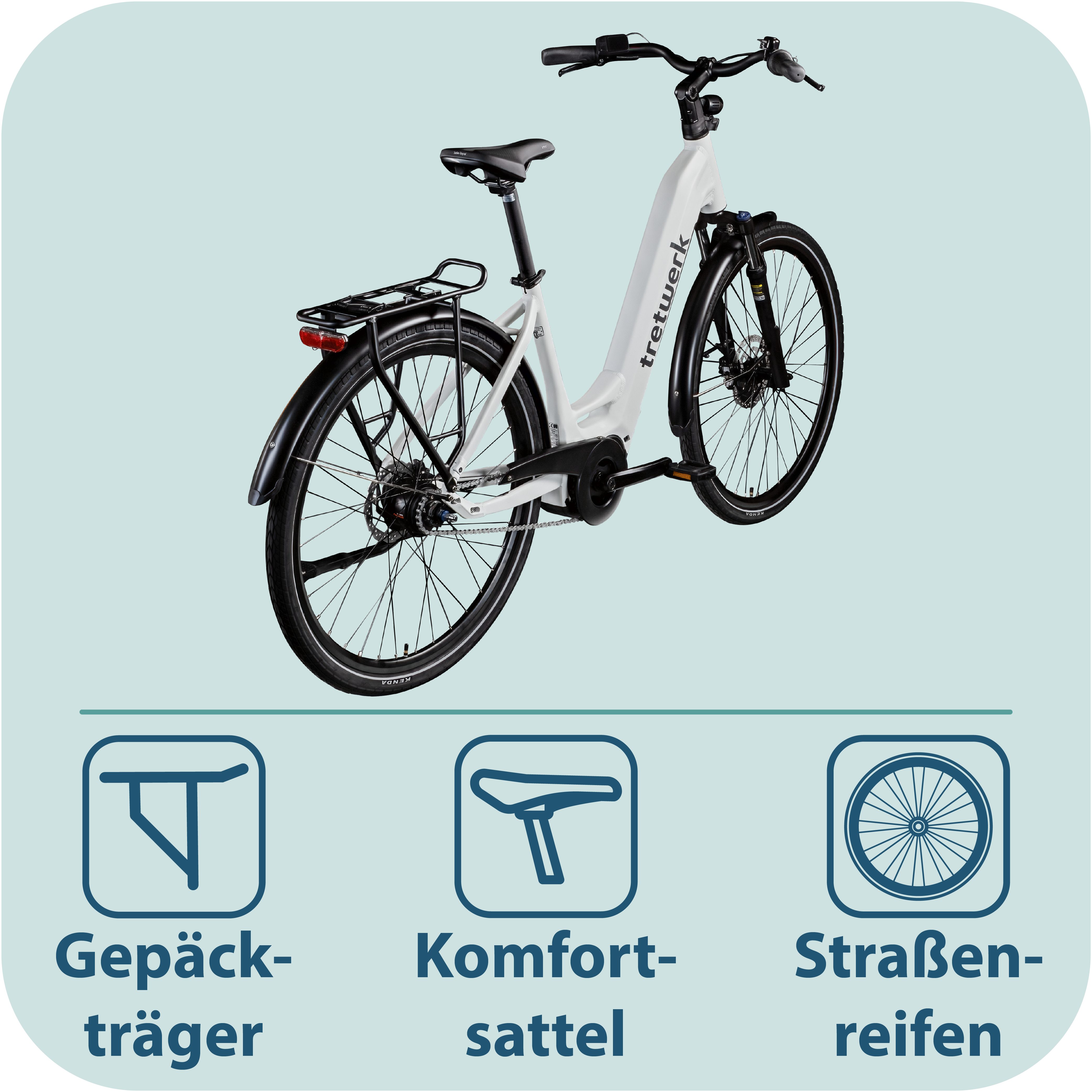 Tretwerk E-Bike Cityrad Amber Nexus, 8 Gang, Nabenschaltung, Mittelmotor, 550 Wh, Tretwerk Amber Nexus E Bike Damen 28 Zoll Elektrofahrrad 155 - 185cm – Bild 4 von 5