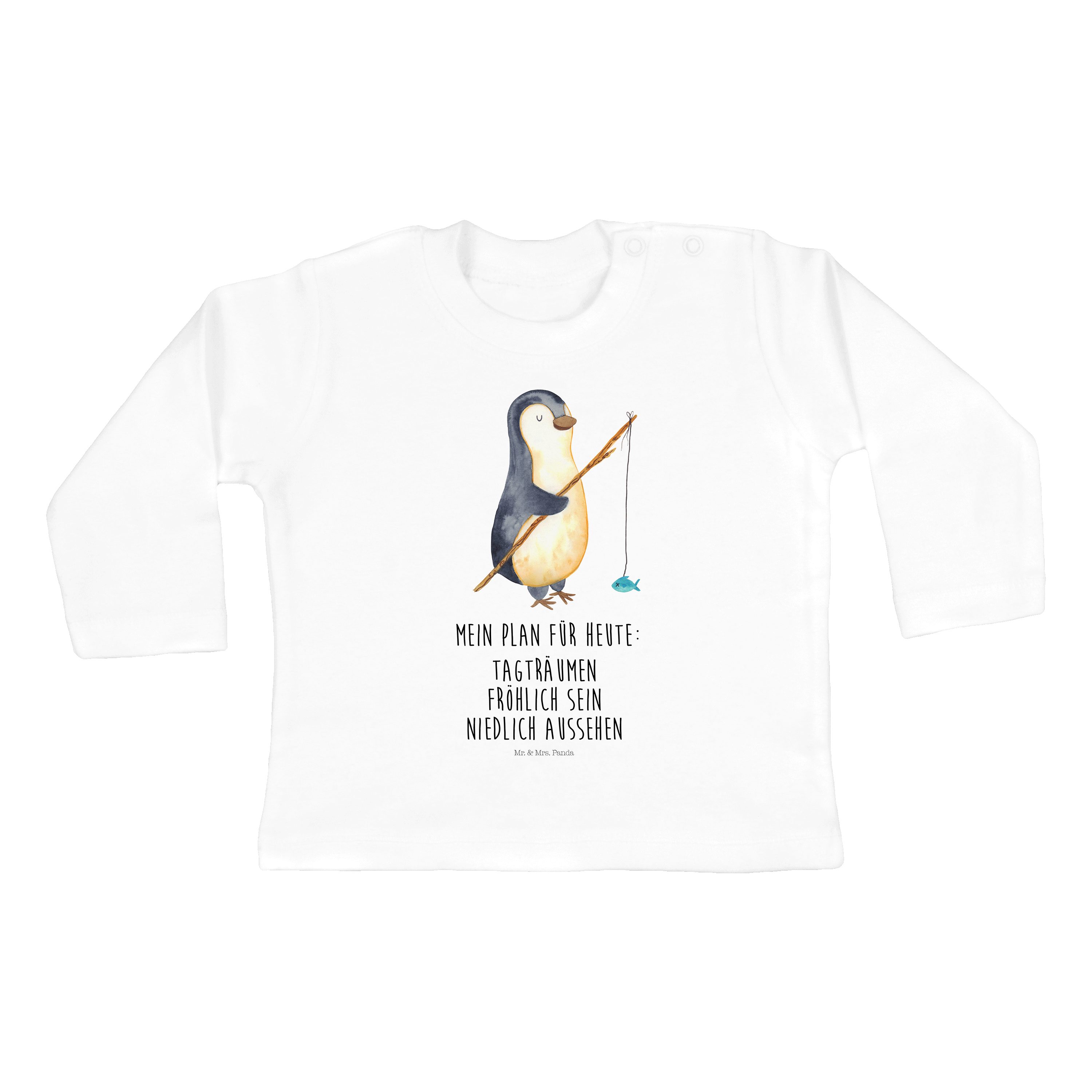 Mr. & Mrs. Panda Strampler Pinguin Angler - Weiß - Geschenk, Mädchen, Seevogel, Longsleeve, Tagt (1-tlg)