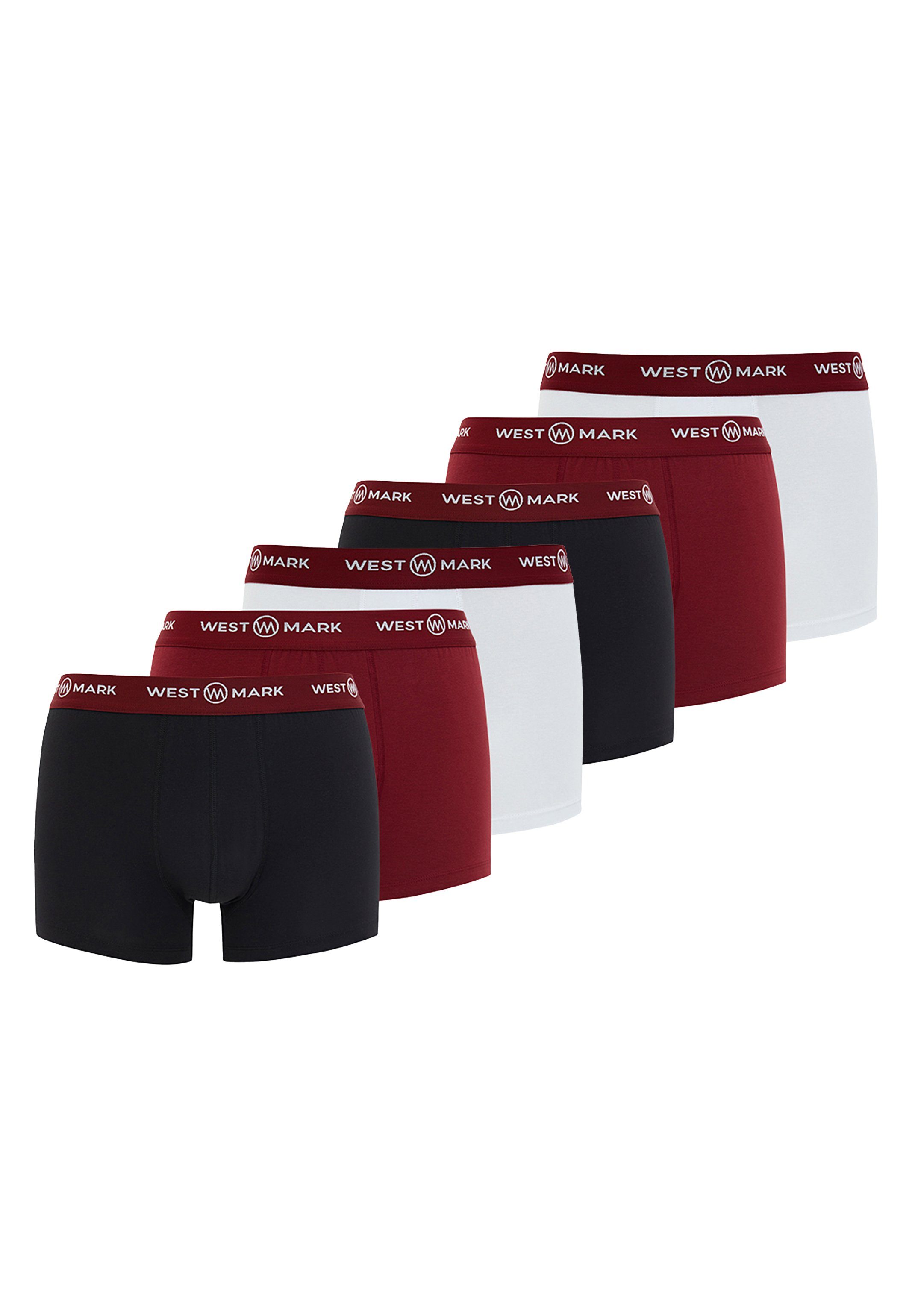 WESTMARK LONDON Retro Boxer 6er Pack Oscar (Spar-Set, 6-St) Retro Short / Pant - Baumwolle - Ohne Eingriff - Black / Red / White