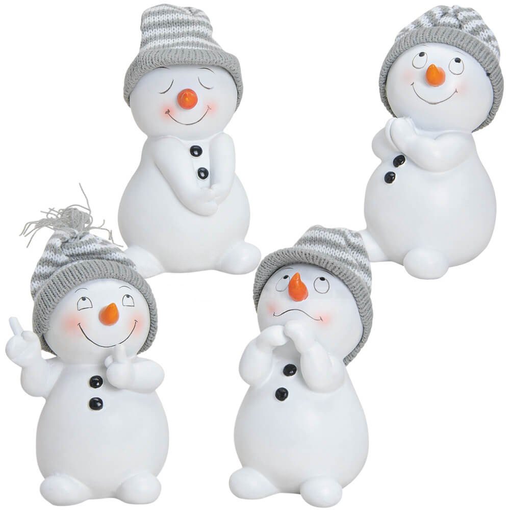 matches21 HOME & HOBBY Dekofigur Schneemann mit Strickmütze 4er Set (4 St)