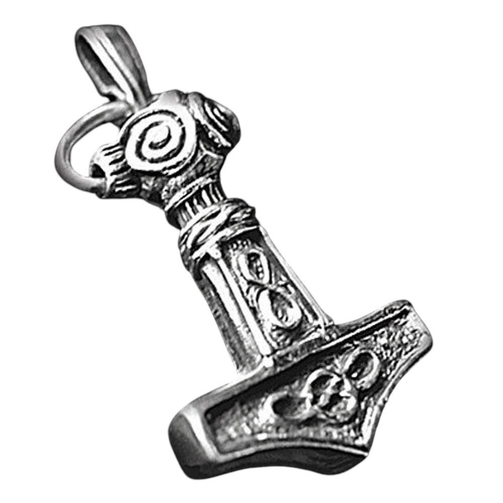 Kettenanhänger Thors Hammer Schmuck Anhänger Silber Thorhammer 38x22mm mit Bügel