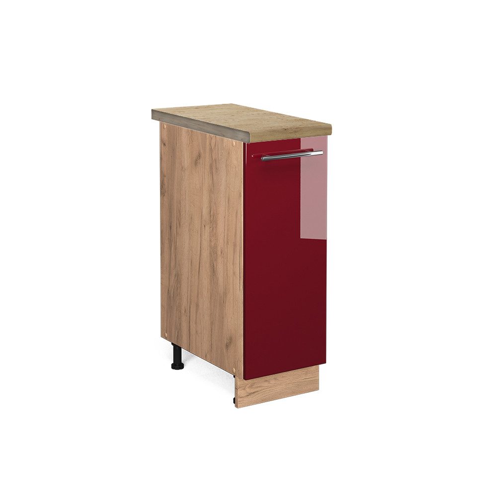 Vicco Apothekerschrank Fame-Line, Bordeaux Hochglanz/Goldkraft Eiche, 30 cm, AP Eiche (1-St)