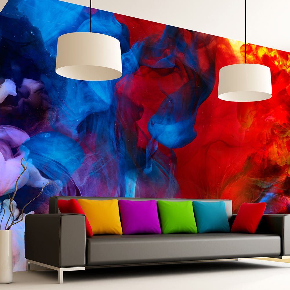 KUNSTLOFT Vliestapete Colored flames 1x0.7 m, halb-matt, lichtbeständige Design Tapete