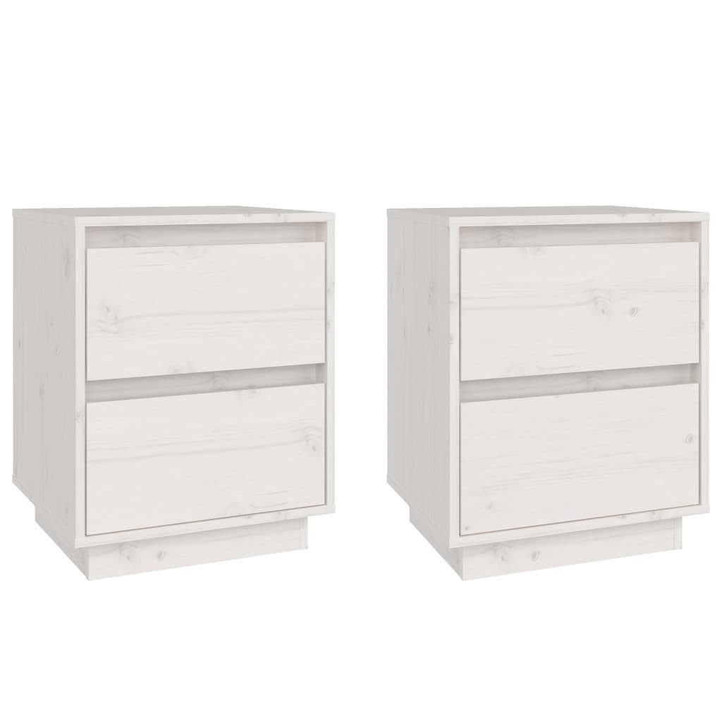 vidaXL Nachttisch NA Nachttische2er Set Weiß 40x35x50 cm Massivholz Kiefer