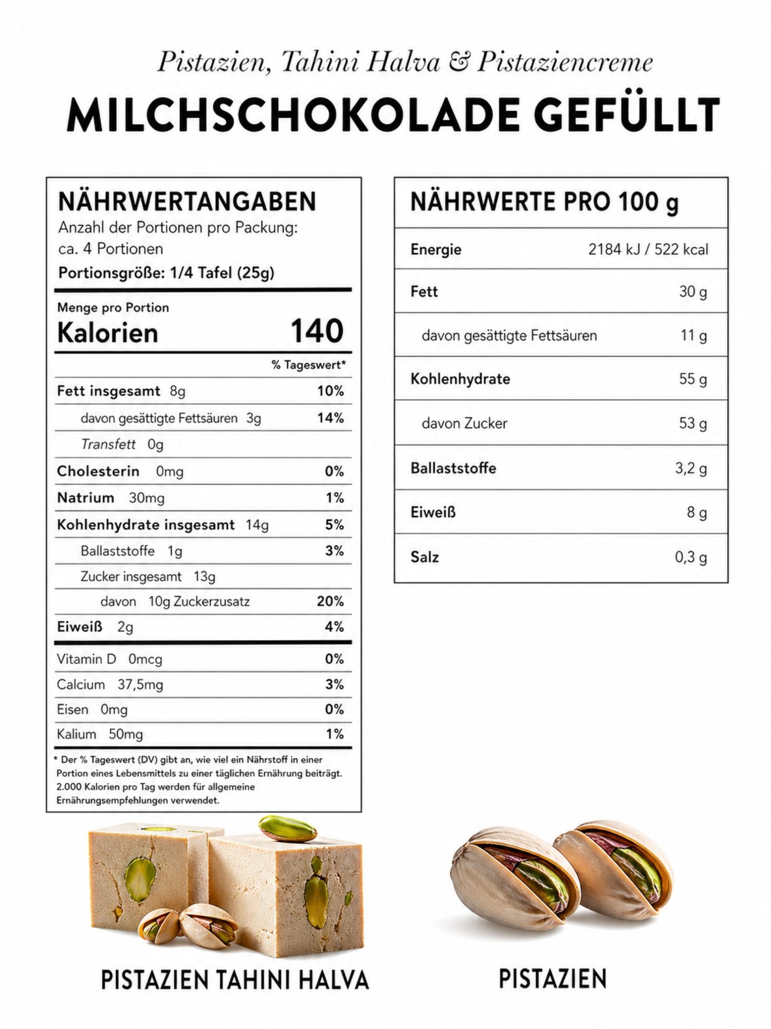 PATISLOVE Schokolade Vollmilchschokolade mit Tahini Halva & Pistaziencreme 100g, ohne Konservierungsstoffe, ohne Farbstoffe – Bild 4 von 5