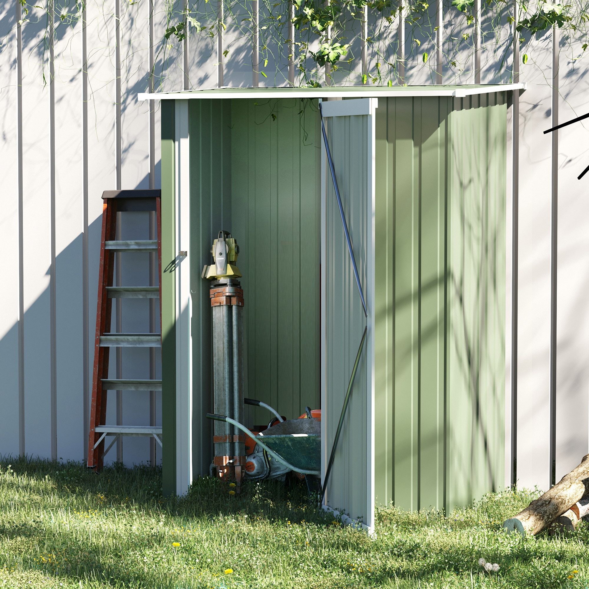 Outsunny Gerätehaus Geräteschuppen mit Tür, Outdoor, aus Stahl, BxT: 142x86 cm, (1 St)