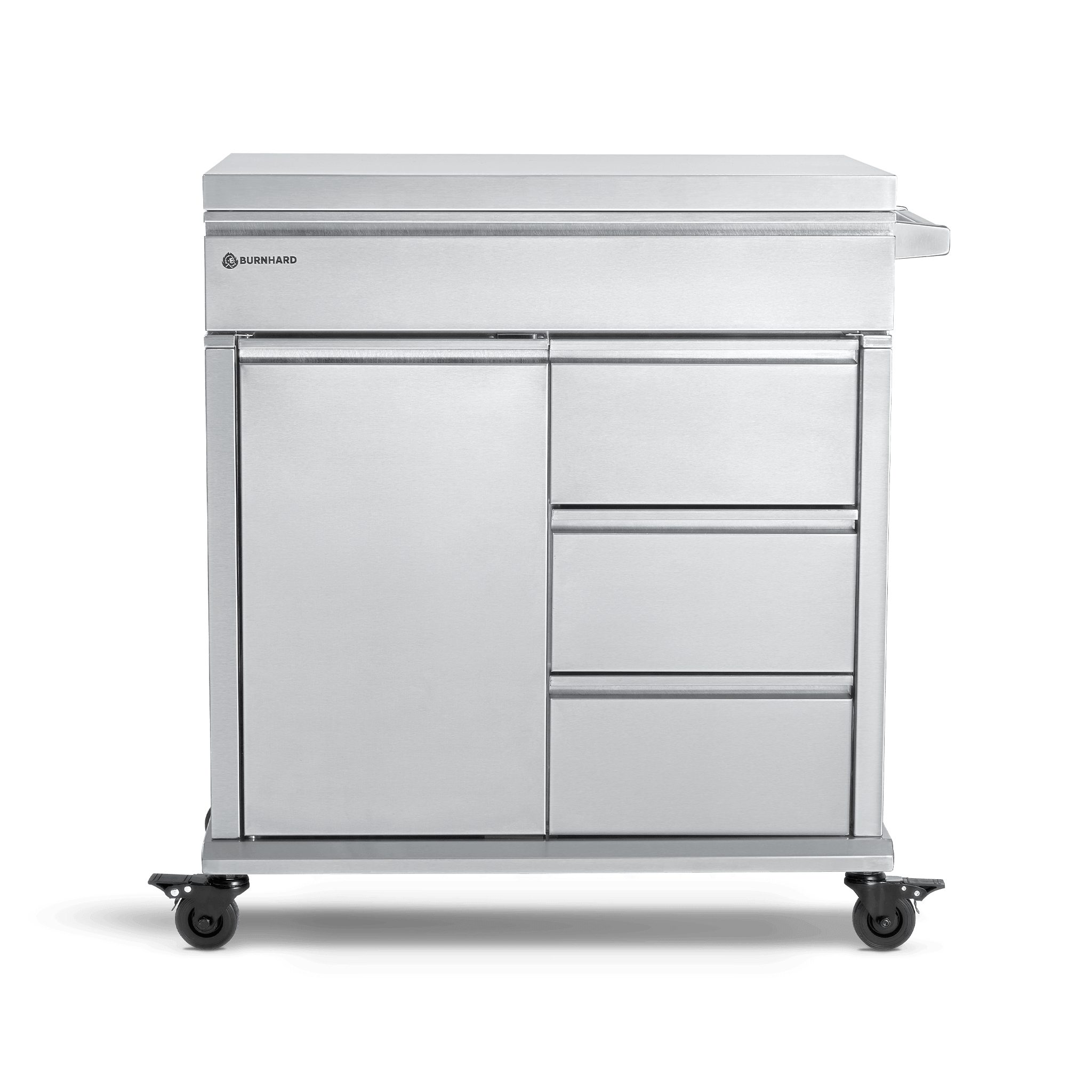 BURNHARD® Grillablagetisch Grill Beistellwagen (Soft Close Schubladen, kompatibel mit Earl & FRED Gasgrills, Grilltisch), Edelstahl