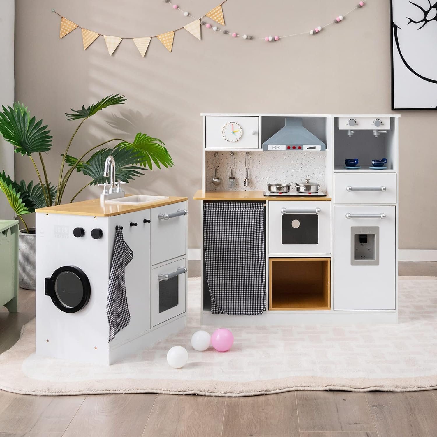 KOMFOTTEU Spielküche Kinderküche, mit Licht & günstig online kaufen