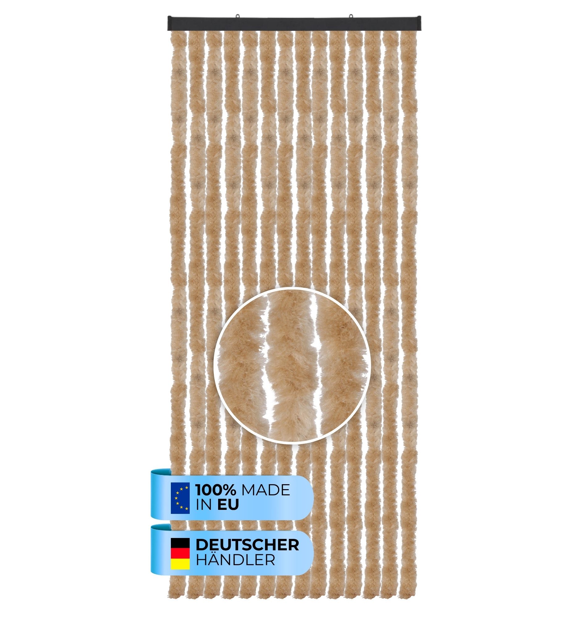 Bestlivings Insektenschutz-Vorhang Chenille viele Größen/Farben, geräuschlos, luftdurchlässig, wetterfest, langlebig, Made in EU
